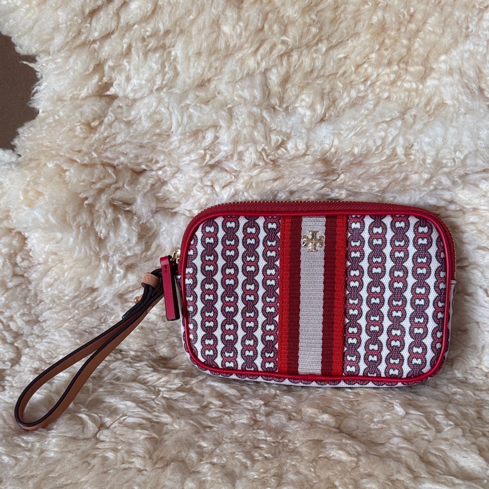 Tory Burch Gemini Chain Link Canvas/Leather Wristlet